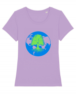 Life of a planet. Tricou mânecă scurtă guler larg fitted Damă Expresser