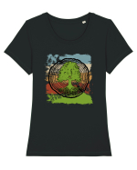 Vintage Life Tree Tricou mânecă scurtă guler larg fitted Damă Expresser