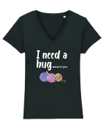 I Need a Hug(e amount of yarn.) alb Tricou mânecă scurtă guler V Damă Evoker