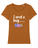 I Need a Hug(e amount of yarn.) alb Tricou mânecă scurtă guler larg fitted Damă Expresser