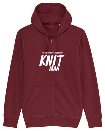 The Legendary Superhero Knit Man (versiunea 2) alb Burgundy
