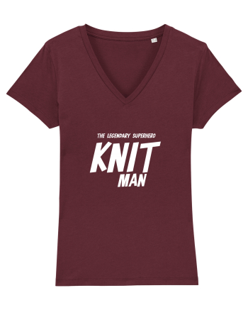 The Legendary Superhero Knit Man (versiunea 2) alb Burgundy