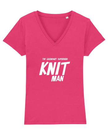 The Legendary Superhero Knit Man (versiunea 2) alb Raspberry