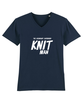 The Legendary Superhero Knit Man (versiunea 2) alb French Navy