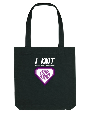 I Knit (what's your superpower) mov si alb Black