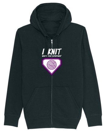 I Knit (what's your superpower) mov si alb Black