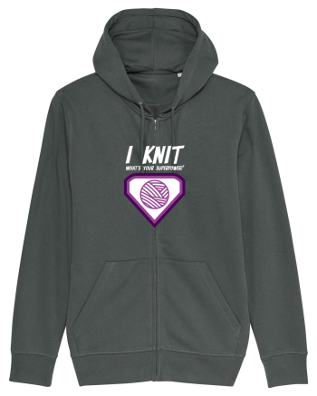 I Knit (what's your superpower) mov si alb Anthracite
