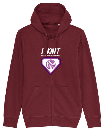 I Knit (what's your superpower) mov si alb Burgundy