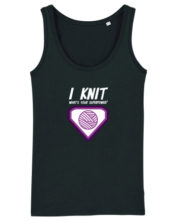 I Knit (what's your superpower) mov si alb Black