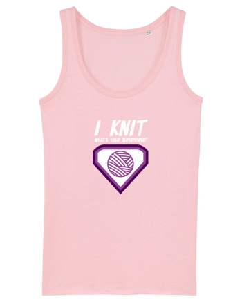 I Knit (what's your superpower) mov si alb Cotton Pink