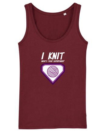 I Knit (what's your superpower) mov si alb Burgundy