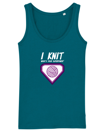 I Knit (what's your superpower) mov si alb Ocean Depth
