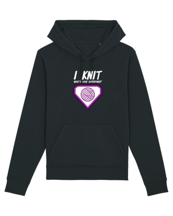 I Knit (what's your superpower) mov si alb Black