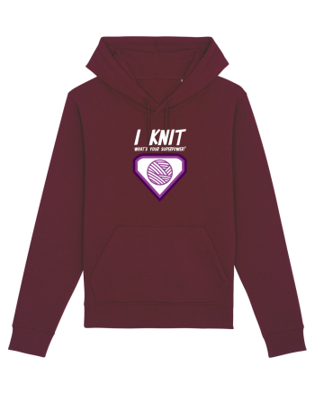 I Knit (what's your superpower) mov si alb Burgundy