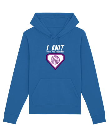 I Knit (what's your superpower) mov si alb Royal Blue