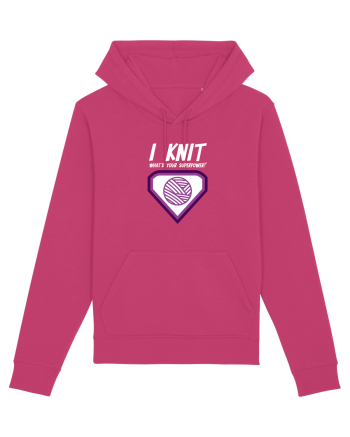 I Knit (what's your superpower) mov si alb Raspberry