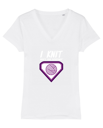 I Knit (what's your superpower) mov si alb White