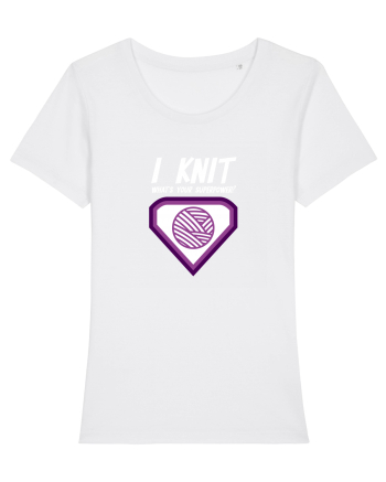 I Knit (what's your superpower) mov si alb White