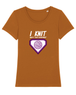 I Knit (what's your superpower) mov si alb Tricou mânecă scurtă guler larg fitted Damă Expresser