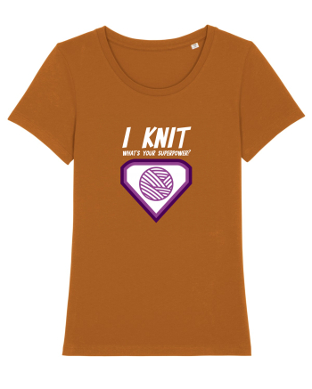 I Knit (what's your superpower) mov si alb Roasted Orange