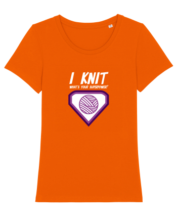 I Knit (what's your superpower) mov si alb Bright Orange