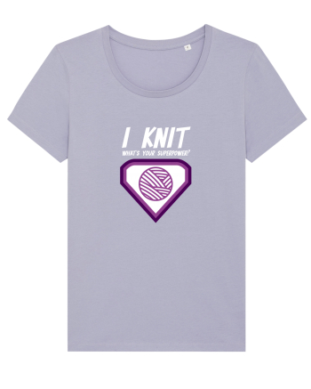 I Knit (what's your superpower) mov si alb Lavender