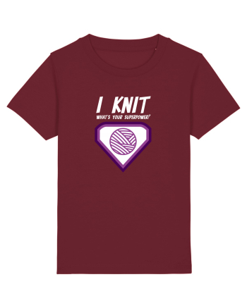 I Knit (what's your superpower) mov si alb Burgundy