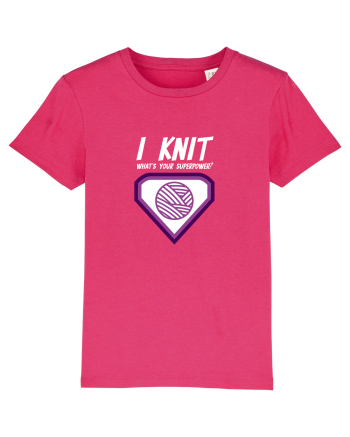 I Knit (what's your superpower) mov si alb Raspberry