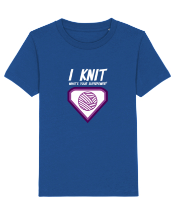 I Knit (what's your superpower) mov si alb Majorelle Blue