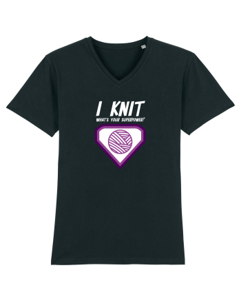 I Knit (what's your superpower) mov si alb Black