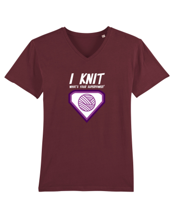 I Knit (what's your superpower) mov si alb Burgundy