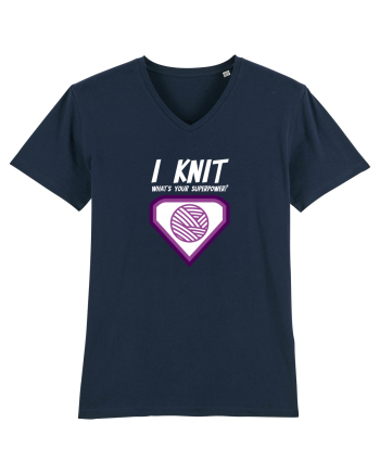 I Knit (what's your superpower) mov si alb French Navy