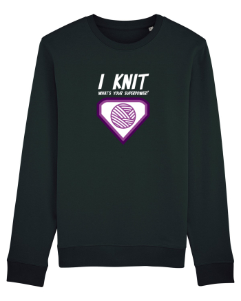 I Knit (what's your superpower) mov si alb Black