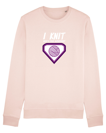 I Knit (what's your superpower) mov si alb Candy Pink