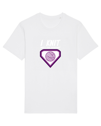 I Knit (what's your superpower) mov si alb White