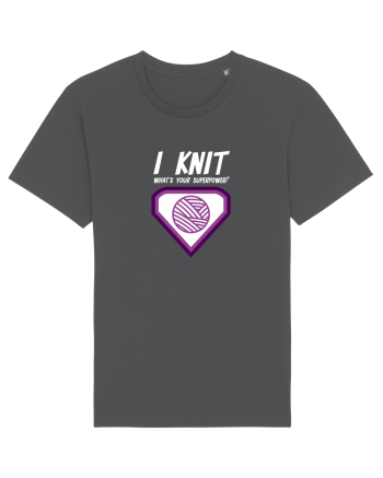 I Knit (what's your superpower) mov si alb Anthracite