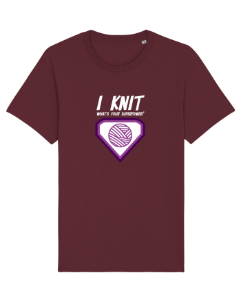 I Knit (what's your superpower) mov si alb Burgundy