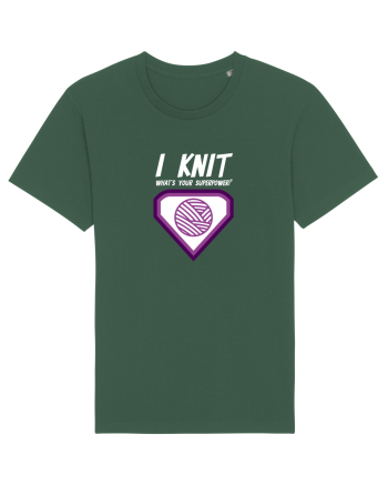 I Knit (what's your superpower) mov si alb Bottle Green