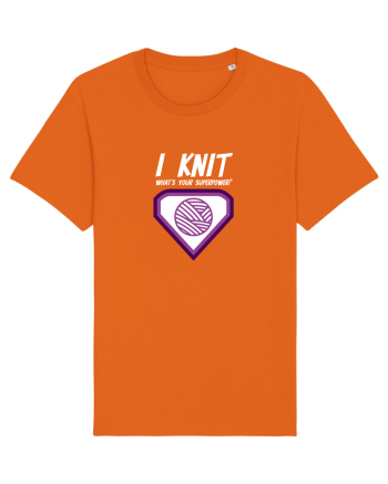 I Knit (what's your superpower) mov si alb Bright Orange