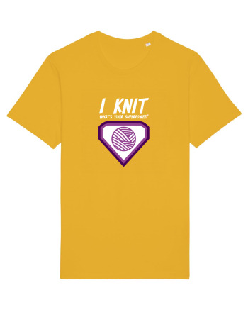I Knit (what's your superpower) mov si alb Spectra Yellow