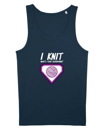I Knit (what's your superpower) mov si alb Navy
