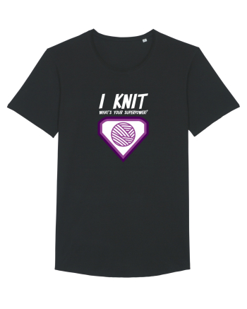 I Knit (what's your superpower) mov si alb Black