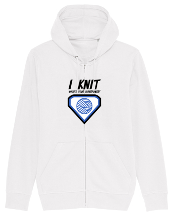 I Knit (what's your superpower) albastru White