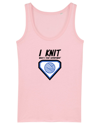 I Knit (what's your superpower) albastru Cotton Pink