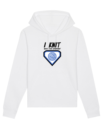 I Knit (what's your superpower) albastru White
