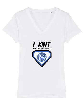 I Knit (what's your superpower) albastru White