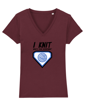 I Knit (what's your superpower) albastru Burgundy