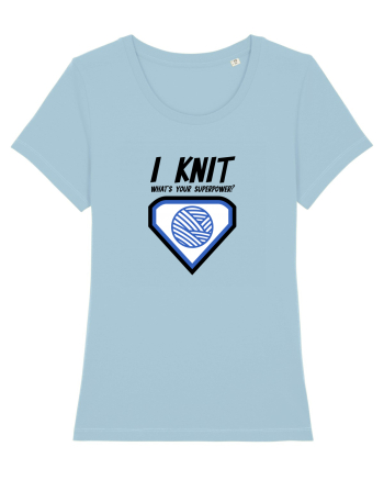 I Knit (what's your superpower) albastru Sky Blue