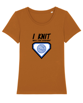 I Knit (what's your superpower) albastru Roasted Orange