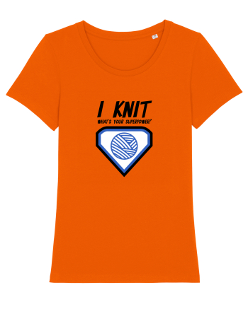 I Knit (what's your superpower) albastru Bright Orange